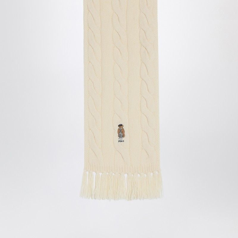 POLO RALPH LAUREN Polo Bear Wool Scarf with Fringed Border