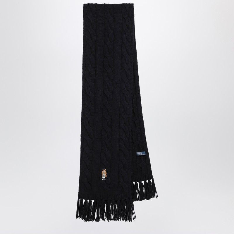 POLO RALPH LAUREN Wool Polo Bear Scarf with Fringed Border