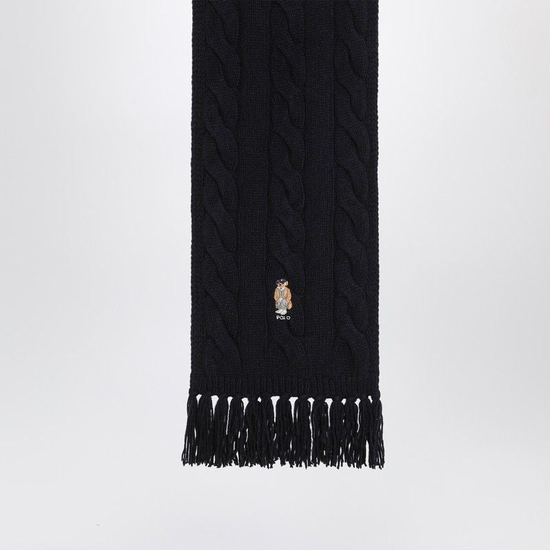 POLO RALPH LAUREN Wool Polo Bear Scarf with Fringed Border