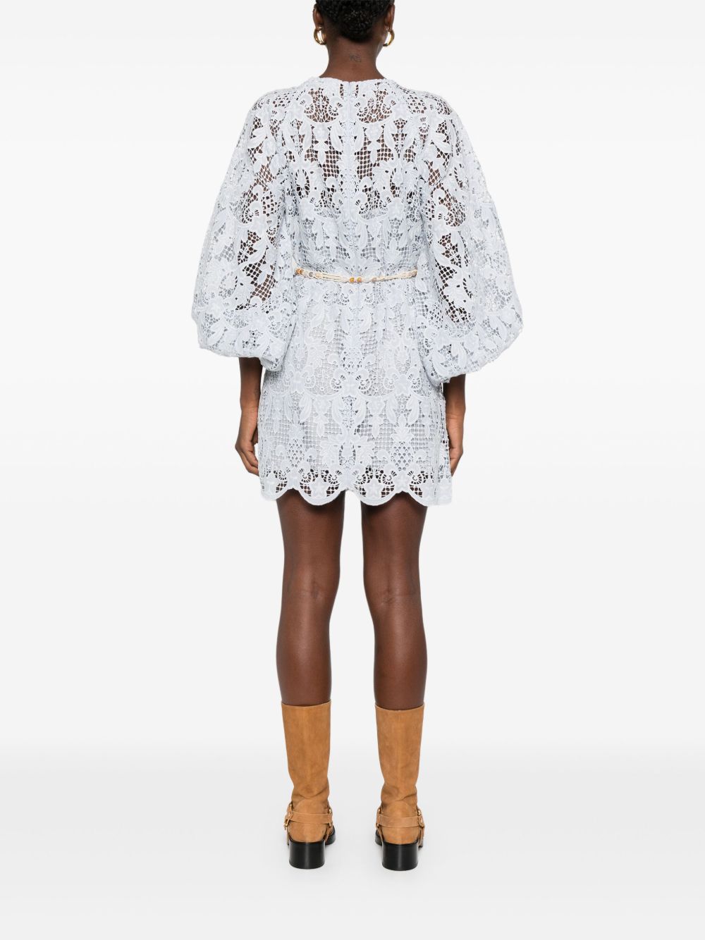 ZIMMERMANN Elegant Self-Tie Mini Dress with Scallop Hem