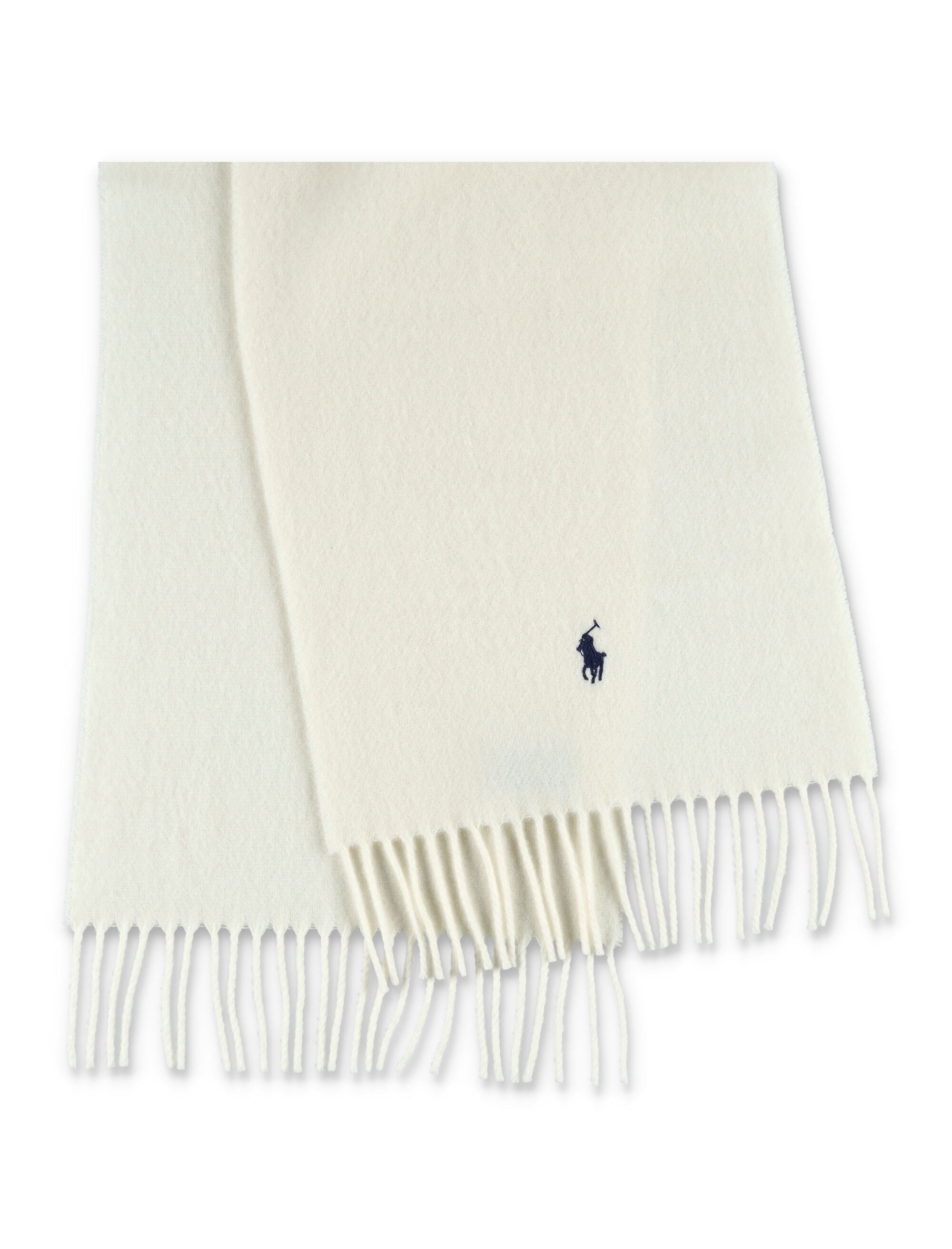 POLO RALPH LAUREN Women's Wool Scarf with Fringe Trim and Logo - 188 cm x 30.5 cm