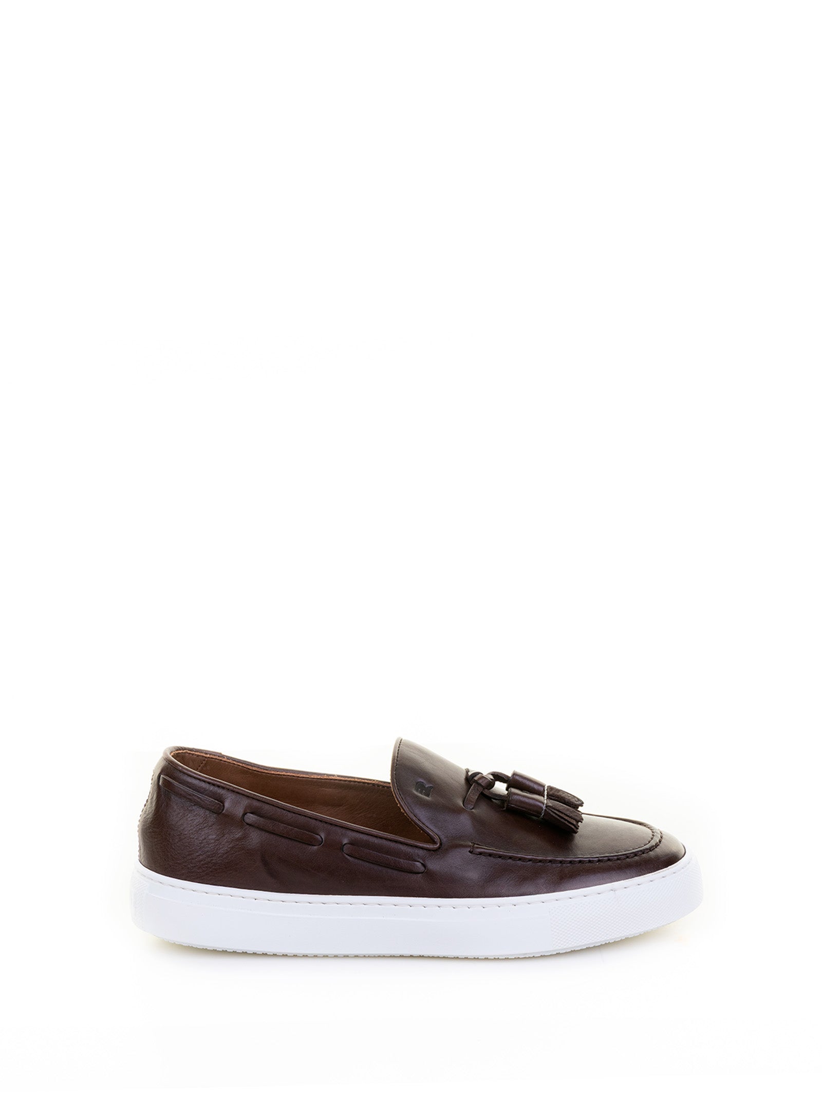 FRATELLI ROSSETTI Leather Moccasin with Tassels and Contrast Sole