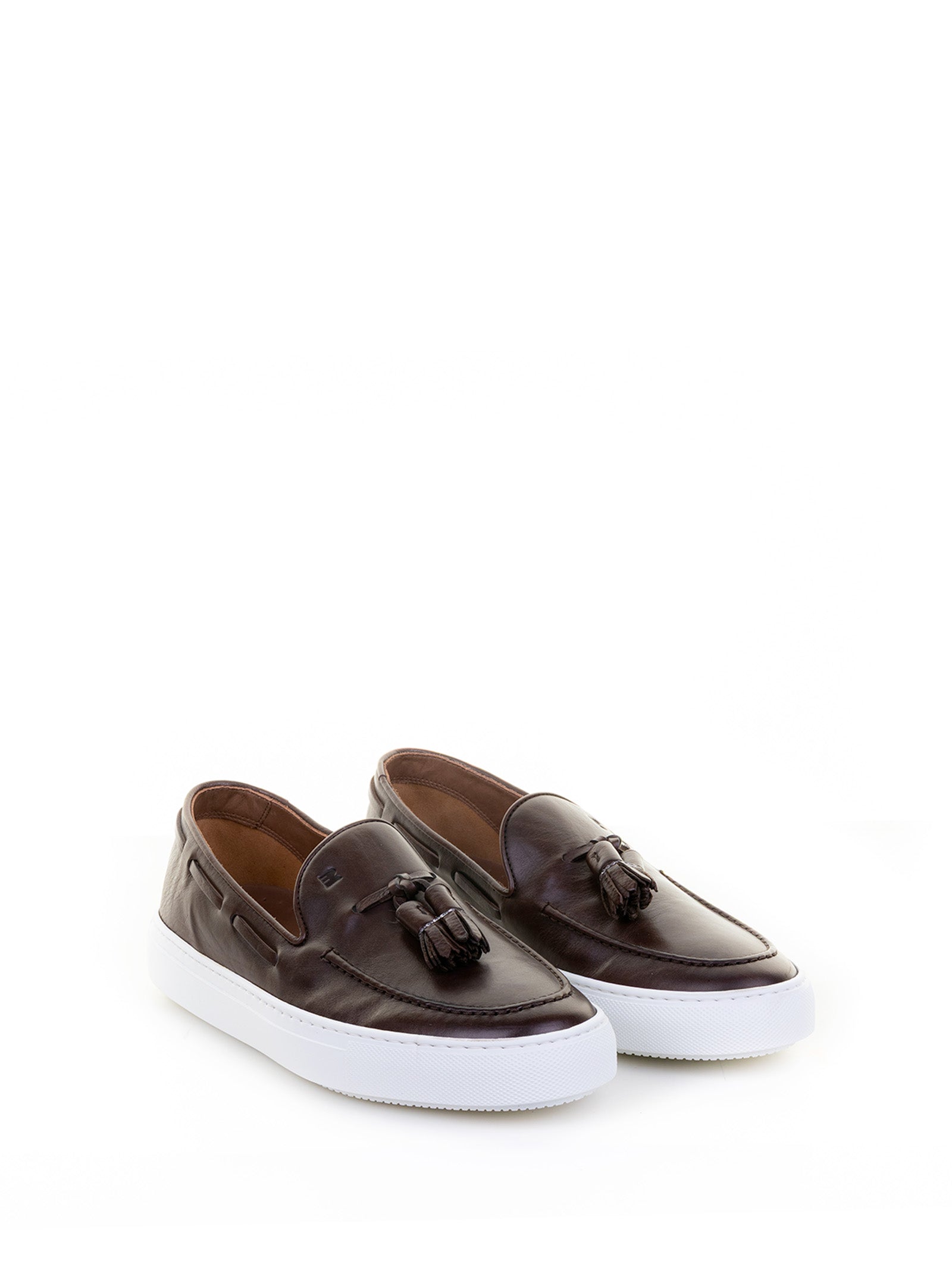 FRATELLI ROSSETTI Leather Moccasin with Tassels and Contrast Sole