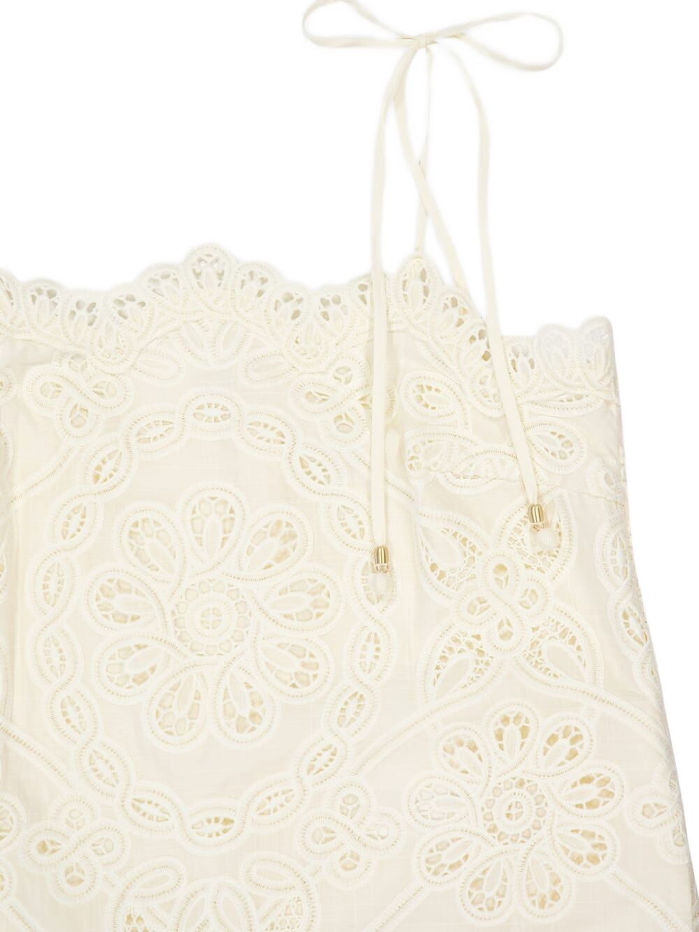 ZIMMERMANN Embroidered Mini Dress with Adjustable Tie Straps
