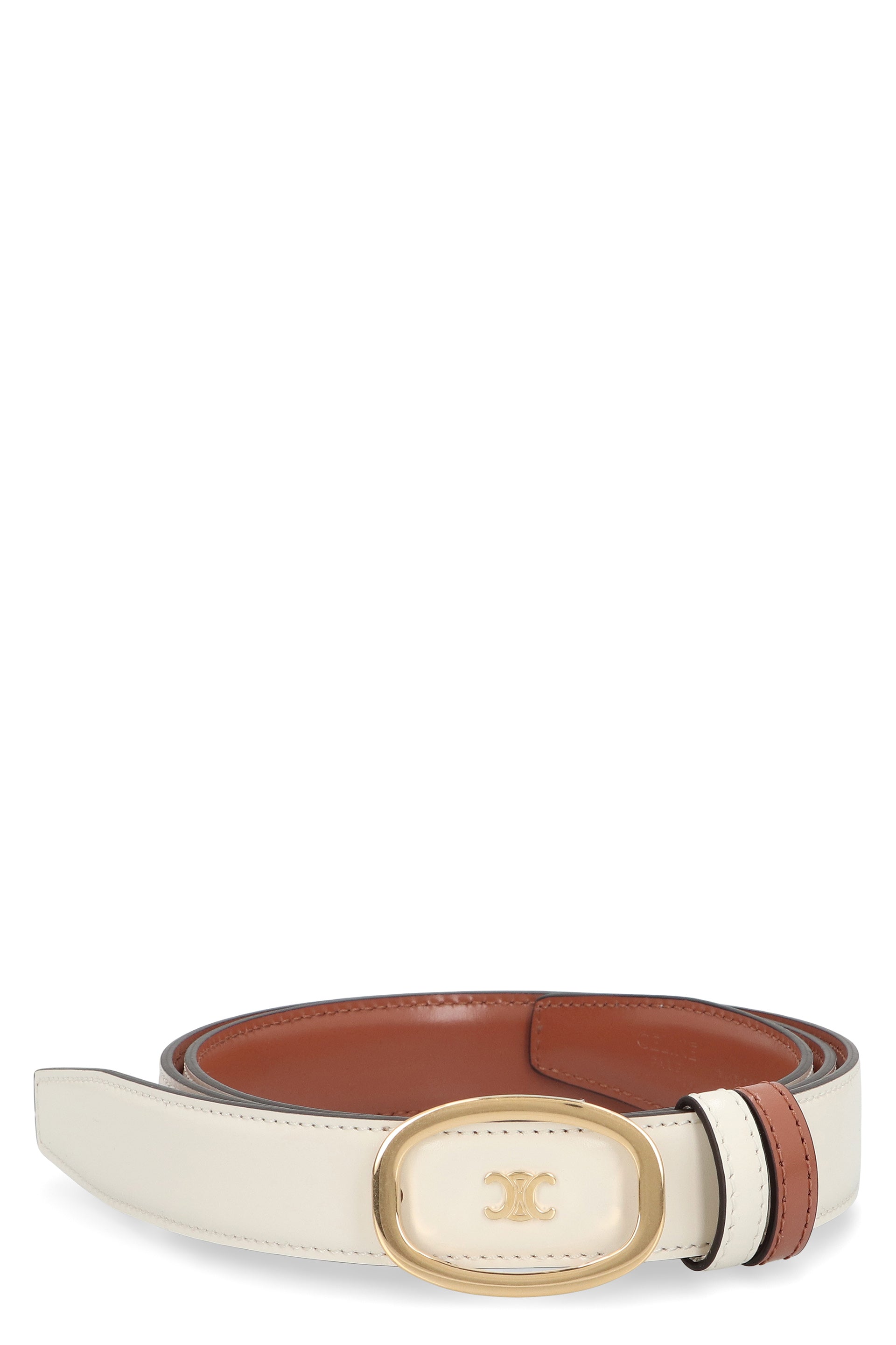 CELINE Reversible Smooth Leather Belt with Logo Buckle