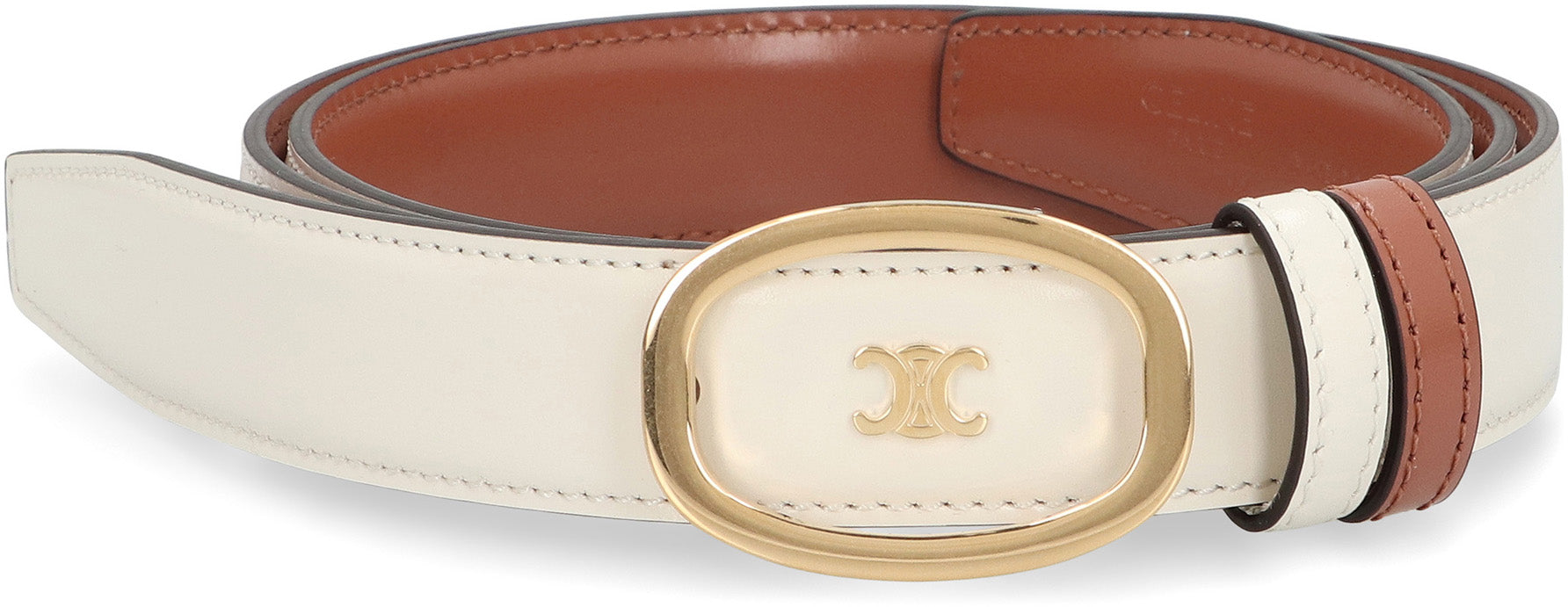 CELINE Reversible Smooth Leather Belt with Logo Buckle