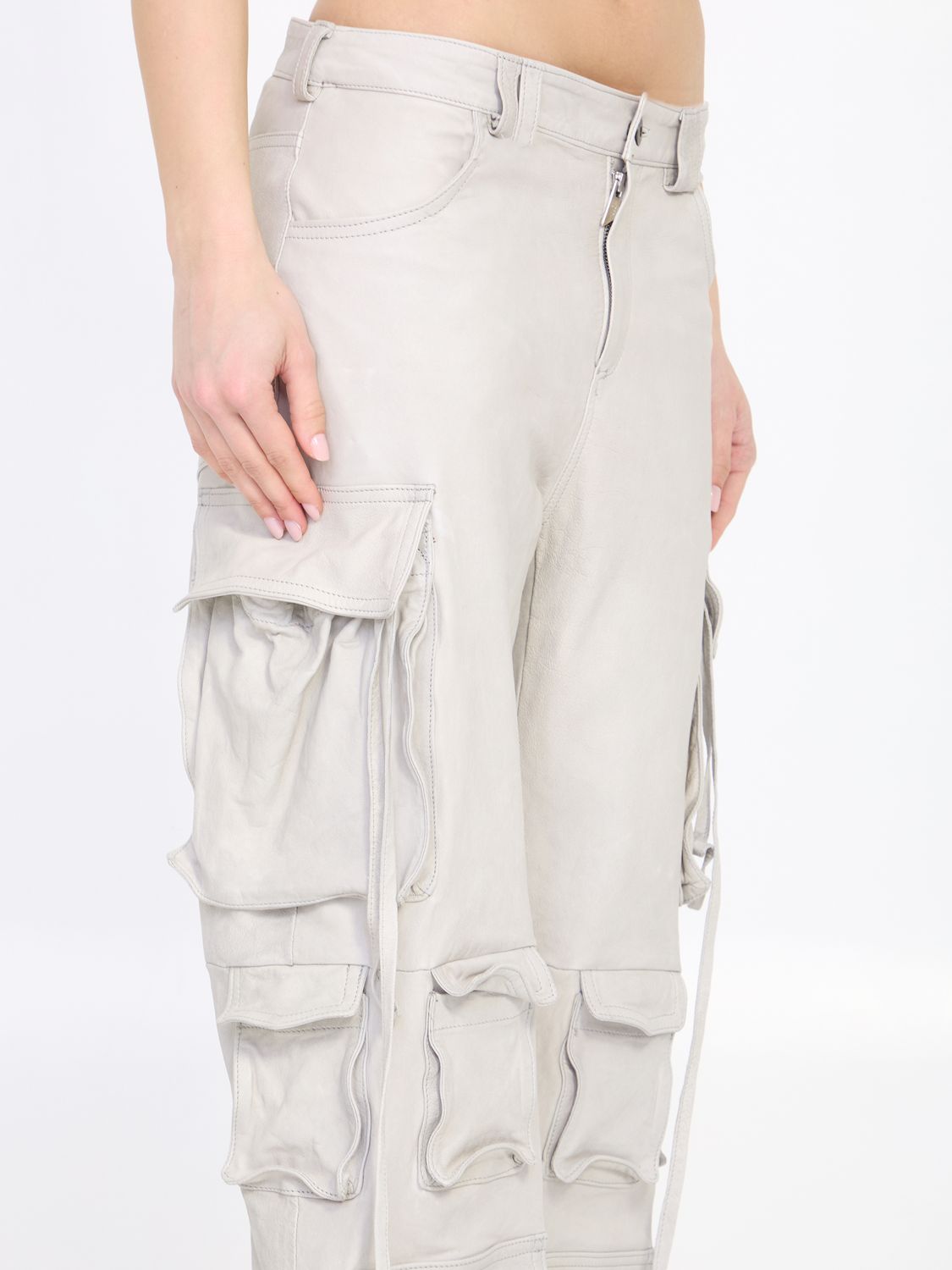 SALVATORE SANTORO Women's Regular Fit Leather Cargo Pants (Size 40)