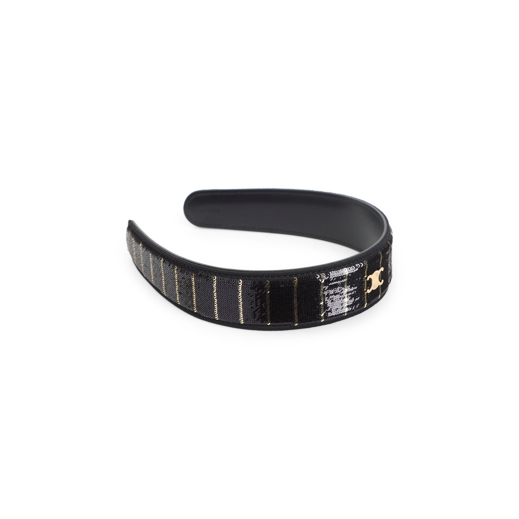 CELINE Striped Sequins Leather Headband