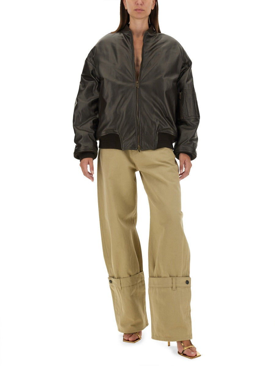 SALVATORE SANTORO Leather Bomber Jacket Size 40