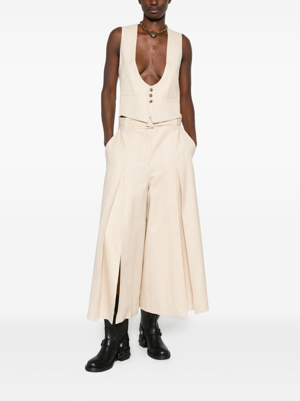 ZIMMERMANN Belted Wool-Blend Trousers with Pleat Detailing