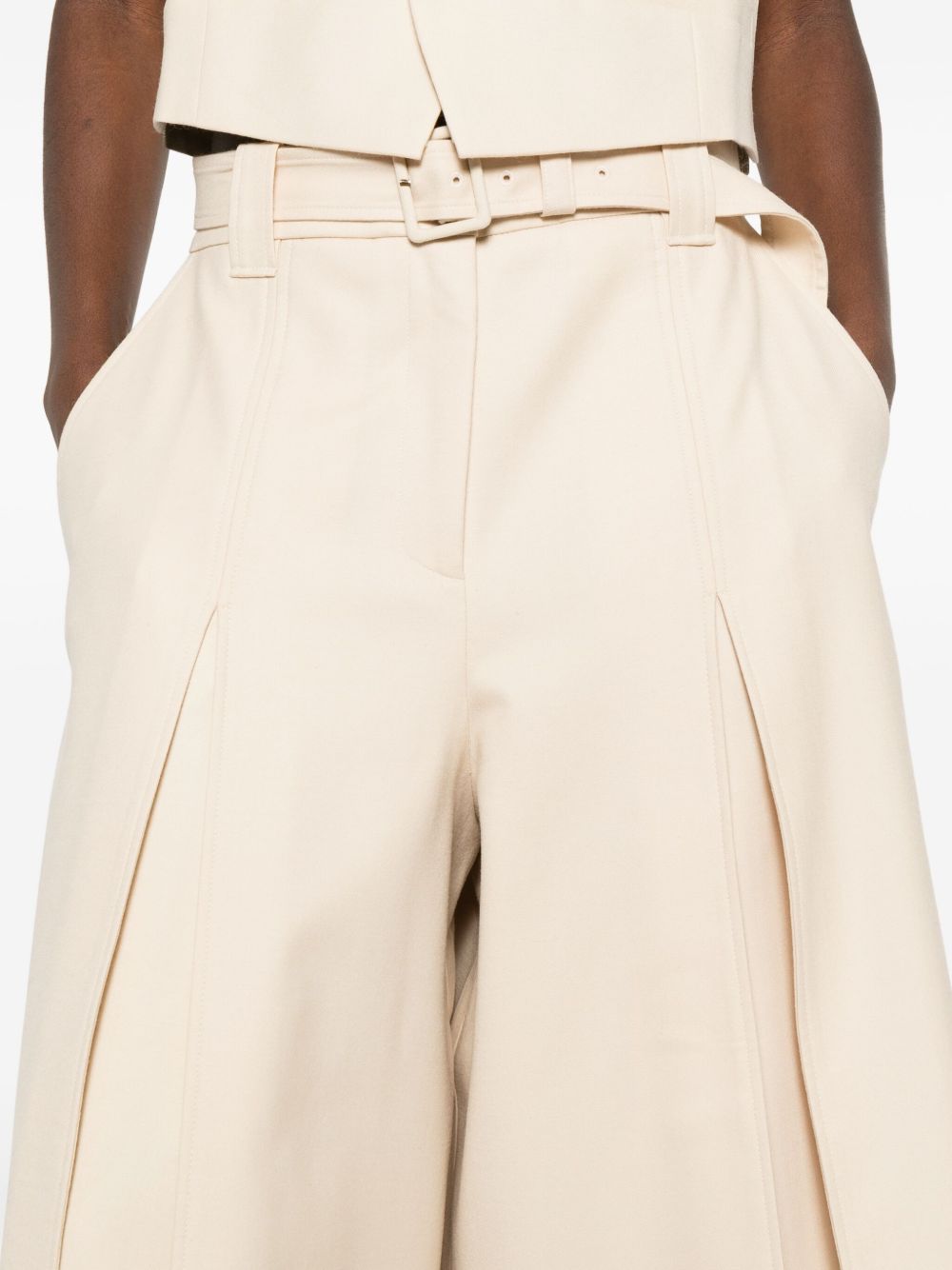 ZIMMERMANN Belted Wool-Blend Trousers with Pleat Detailing