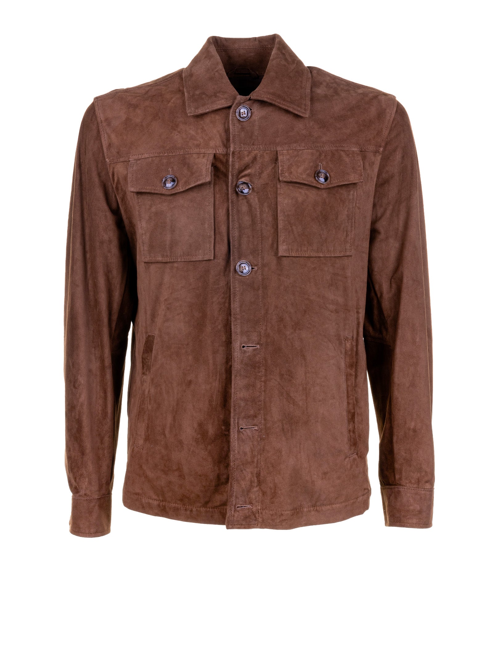 BARBA Napoli Men's Stylish Brown Jacket with Buttons and Double Pockets