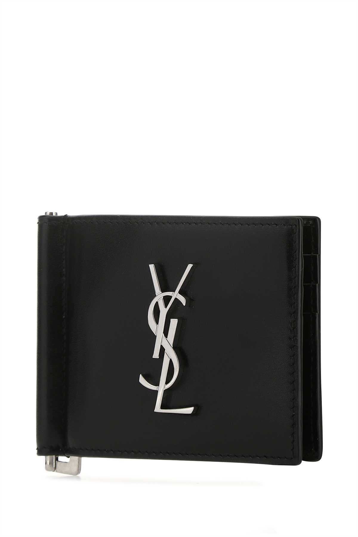 SAINT LAURENT Leather Card Holder - Mini Design for Men