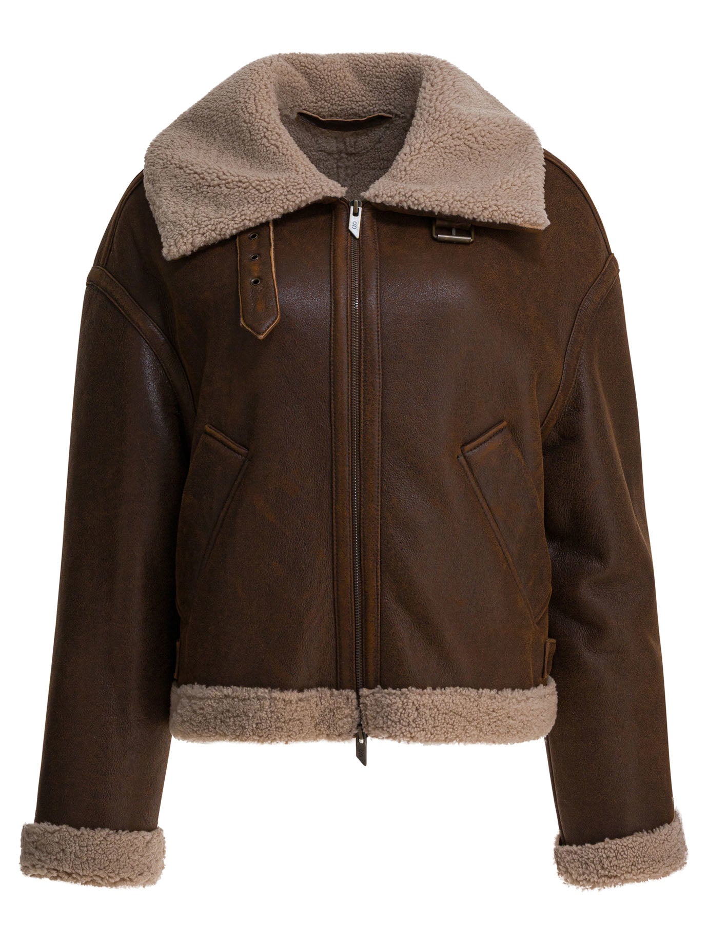 SALVATORE SANTORO Suede Leather Shearling Jacket for Women