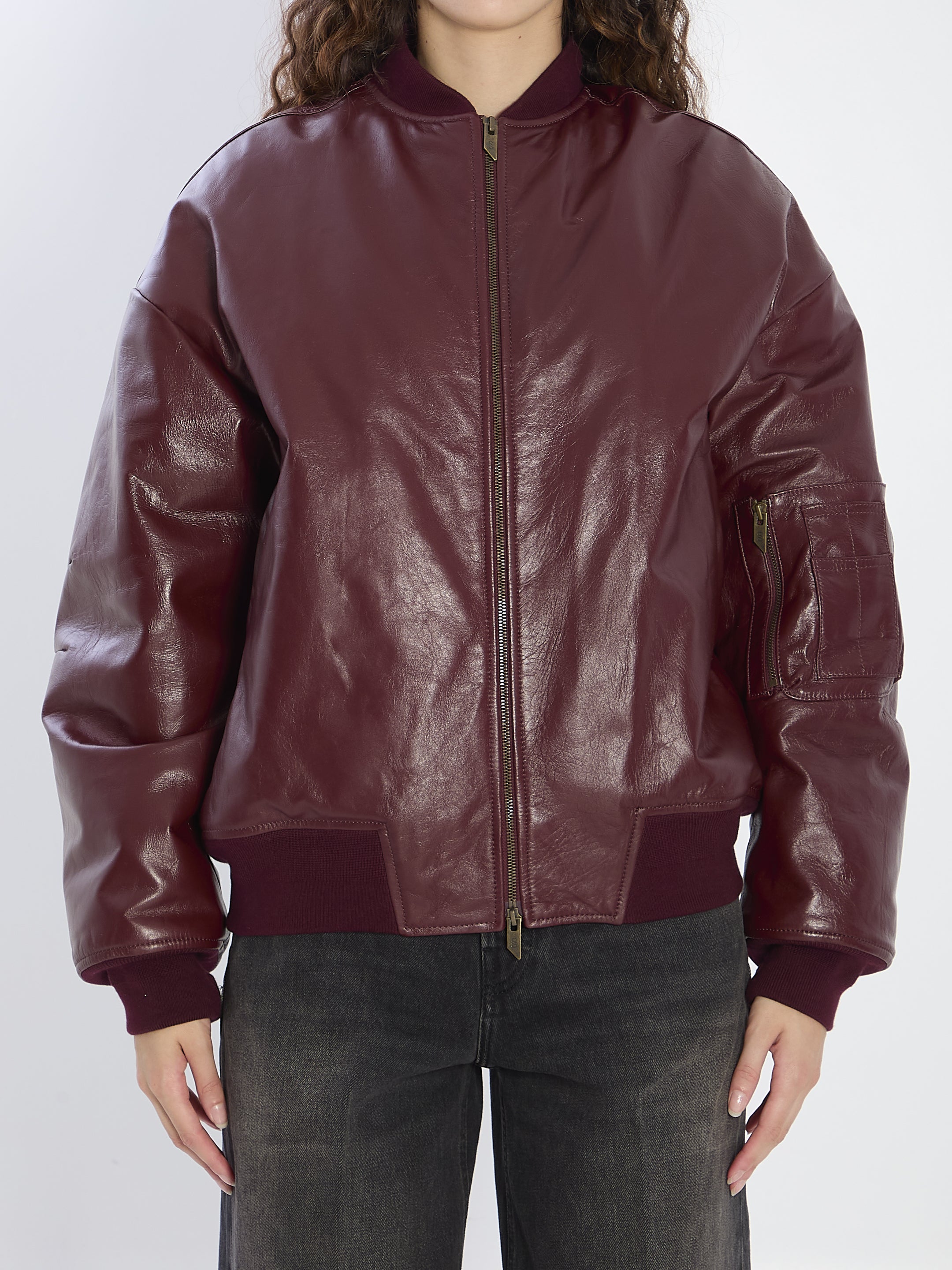 SALVATORE SANTORO Padded Leather Jacket with Mini Pocket - Regular Fit