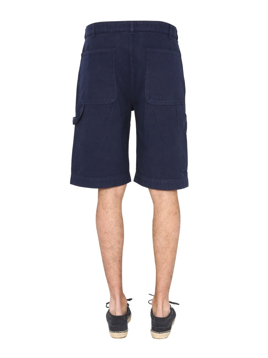 YMC Men's Mini Cotton Canvas Bermuda Shorts