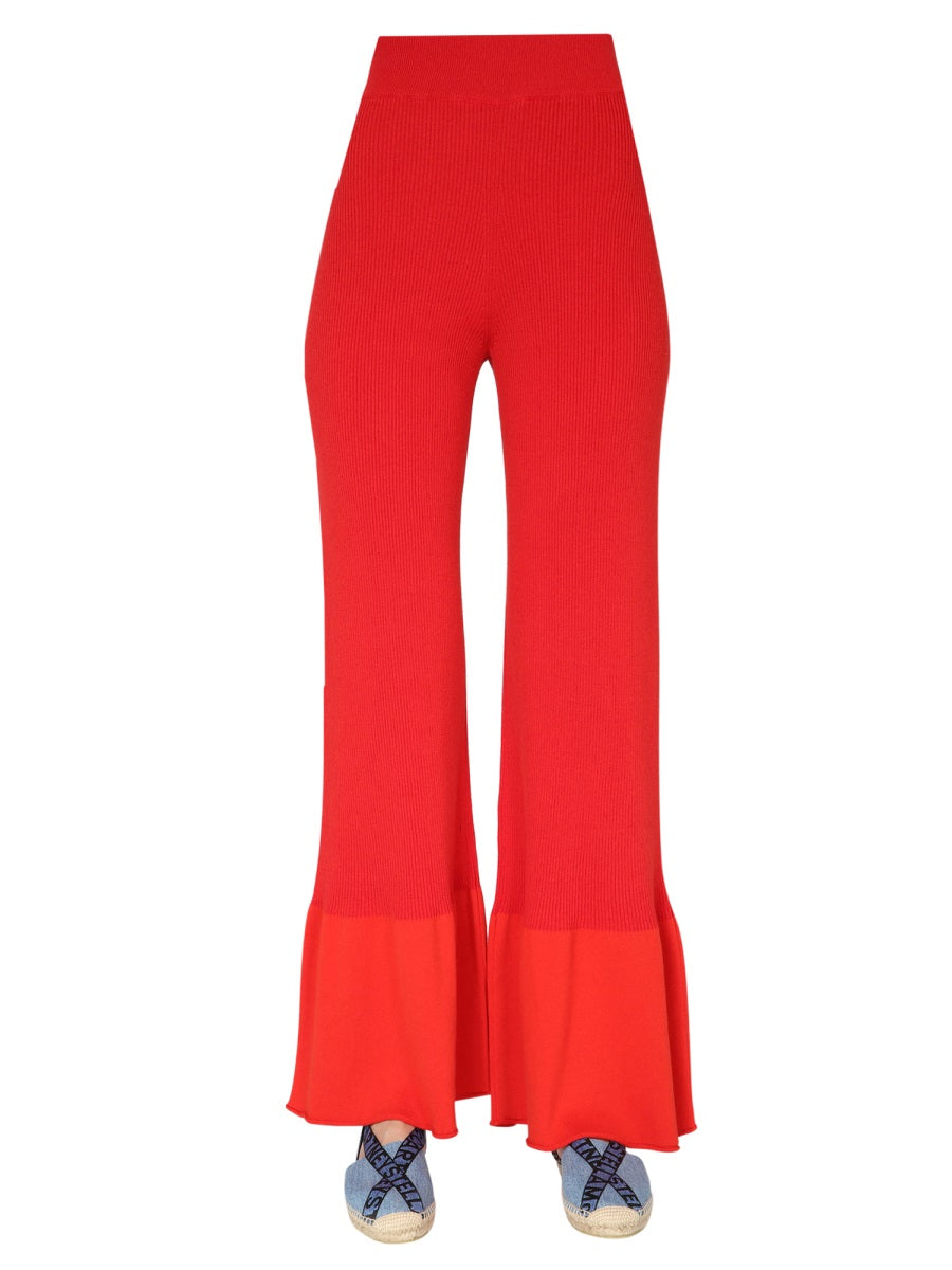 STELLA McCARTNEY Ribbed Knit Trousers with Elastic Waist