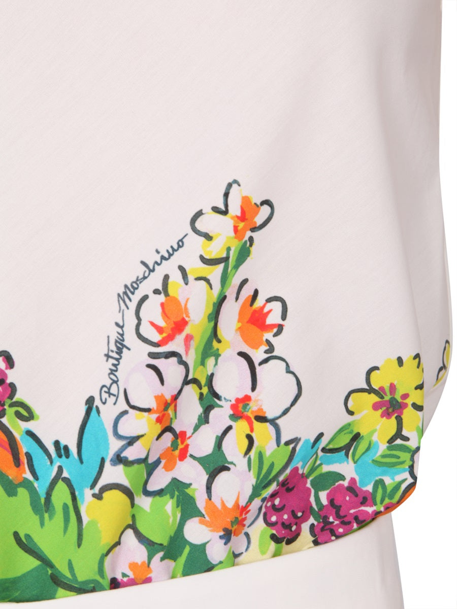 BOUTIQUE MOSCHINO Floral and Fruit Print V-Neck Top