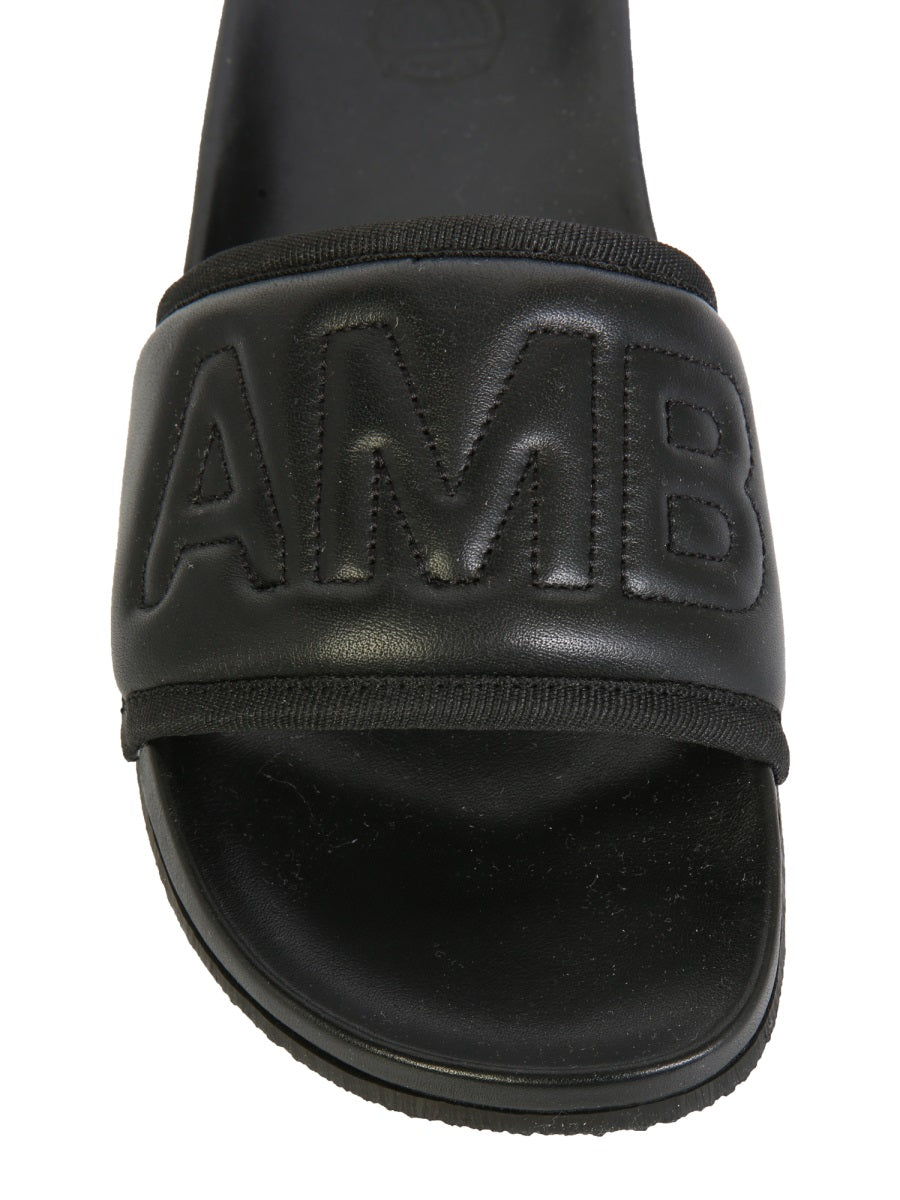 AMBUSH Leather Slide Sandals with 2.5 cm Rubber Sole
