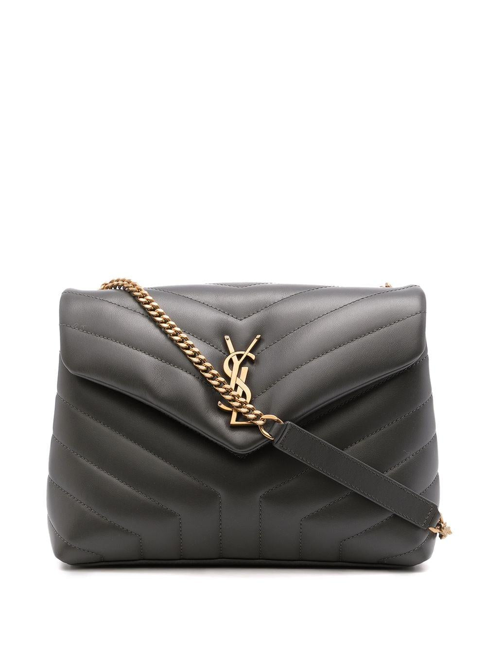 SAINT LAURENT Loulou Logo Plaque Mini Shoulder Handbag