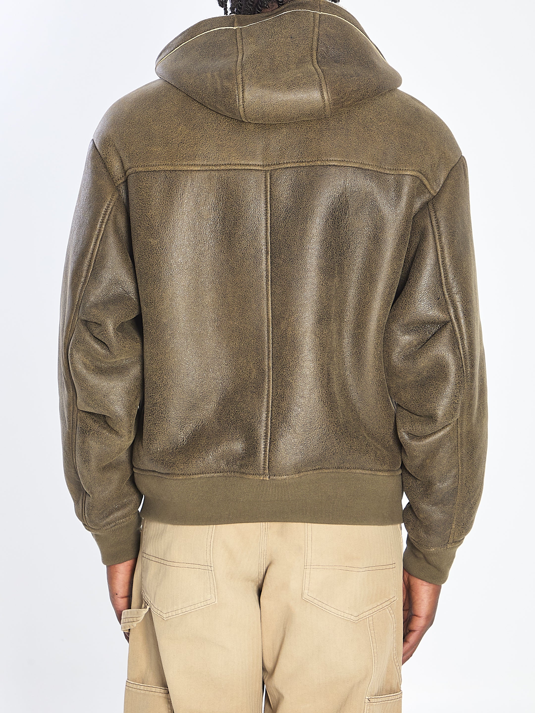 SALVATORE SANTORO Men's Oversized Suede Jacket with Shearling Hood