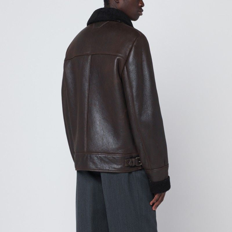 SALVATORE SANTORO Men's Leather Jacket with Double Zip Closure