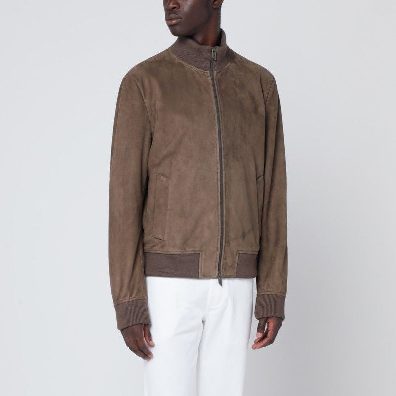 SALVATORE SANTORO Suede Leather Zip Bomber for Men