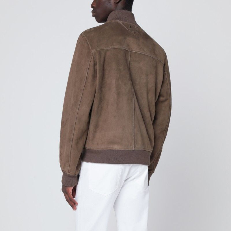 SALVATORE SANTORO Suede Leather Zip Bomber for Men