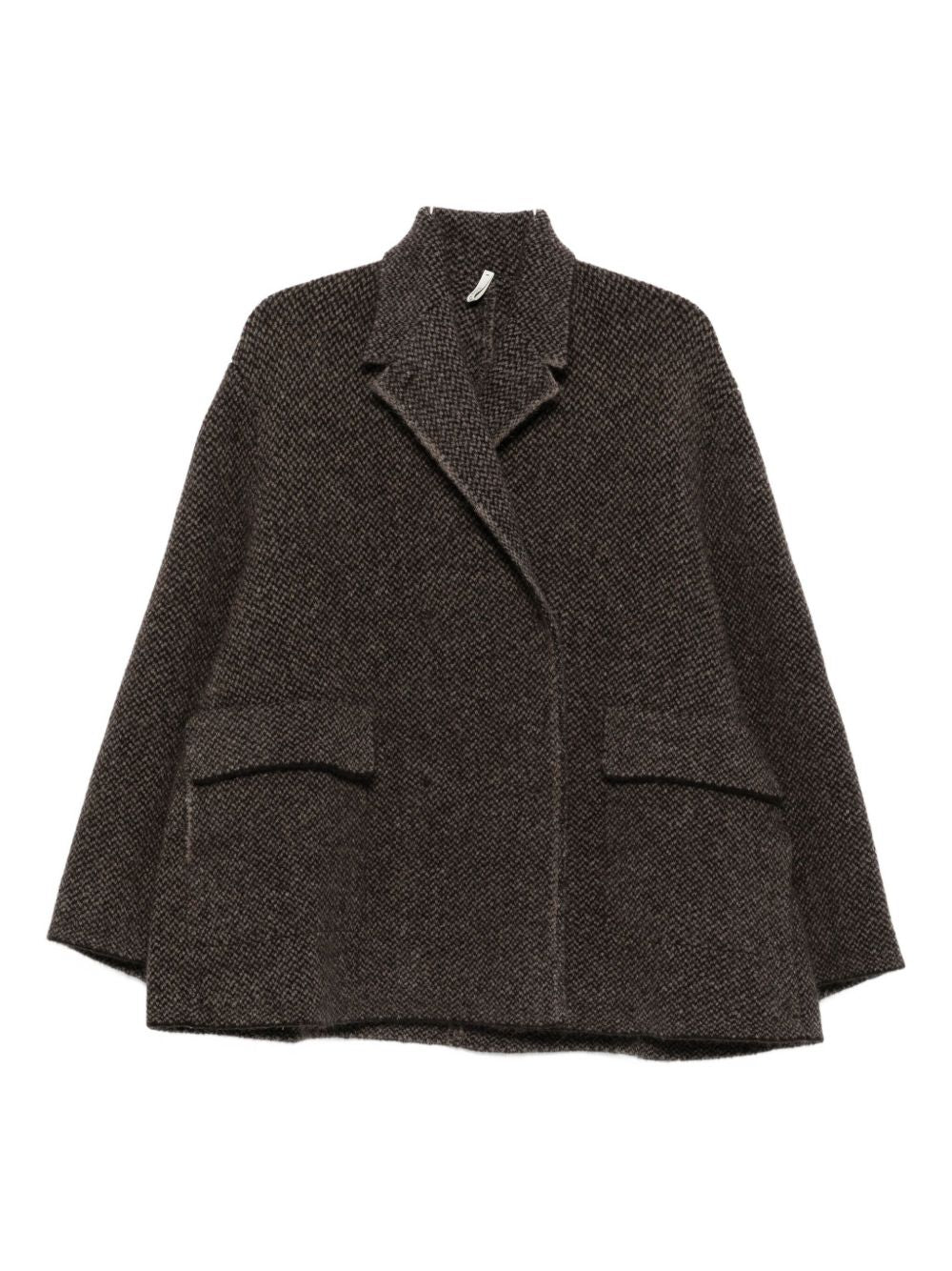 BOBOUTIC Wool Jacket with Notched Lapel and Flap Pockets
