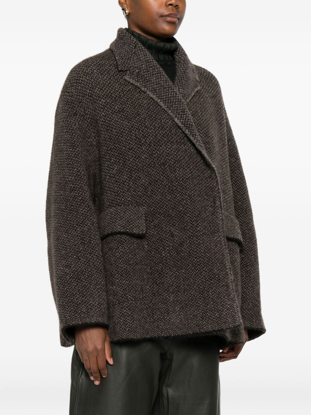 BOBOUTIC Wool Jacket with Notched Lapel and Flap Pockets