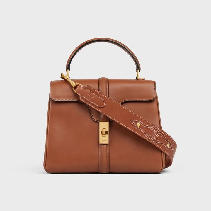 CELINE Triomphe Embroidered Denim Style Leather Belt