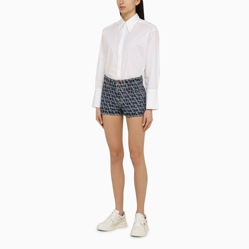 VALENTINO GARAVANI Printed Denim Mini Shorts for Women - SS24