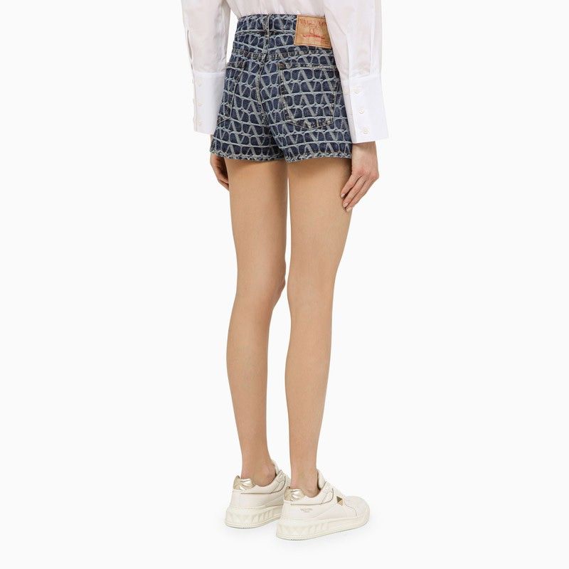 VALENTINO GARAVANI Printed Denim Mini Shorts for Women - SS24