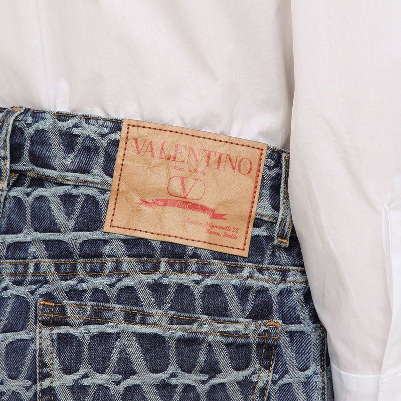 VALENTINO GARAVANI Printed Denim Mini Shorts for Women - SS24