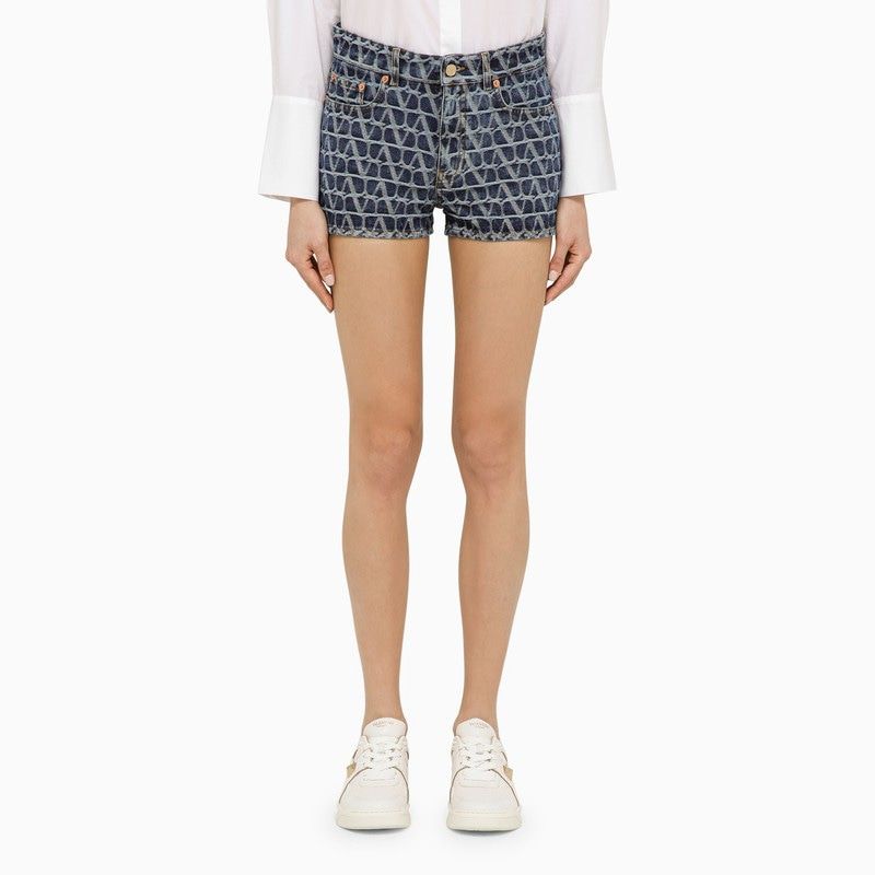 VALENTINO GARAVANI Printed Denim Mini Shorts for Women - SS24