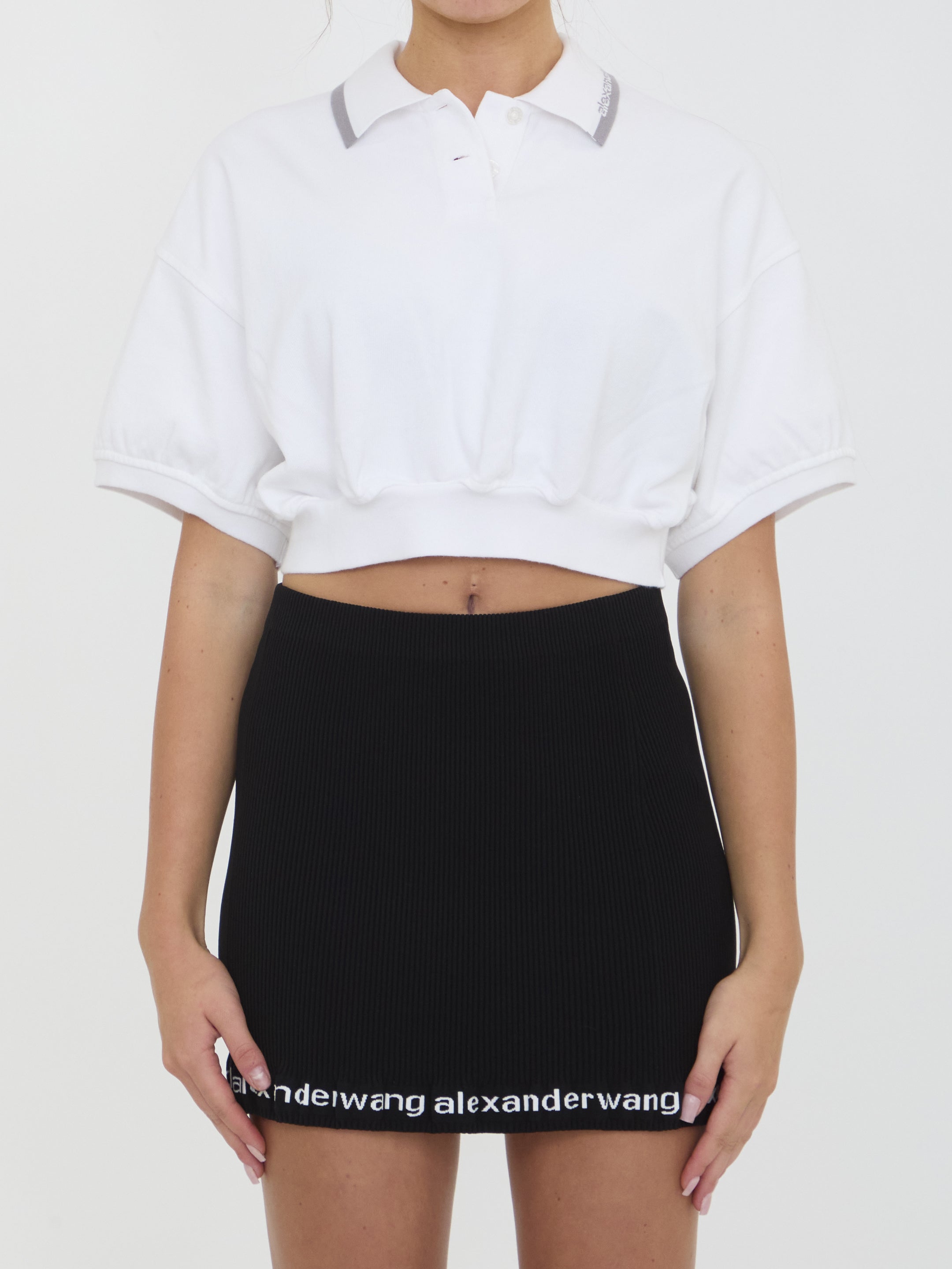 ALEXANDER WANG Mini Cropped Cotton Polo Shirt