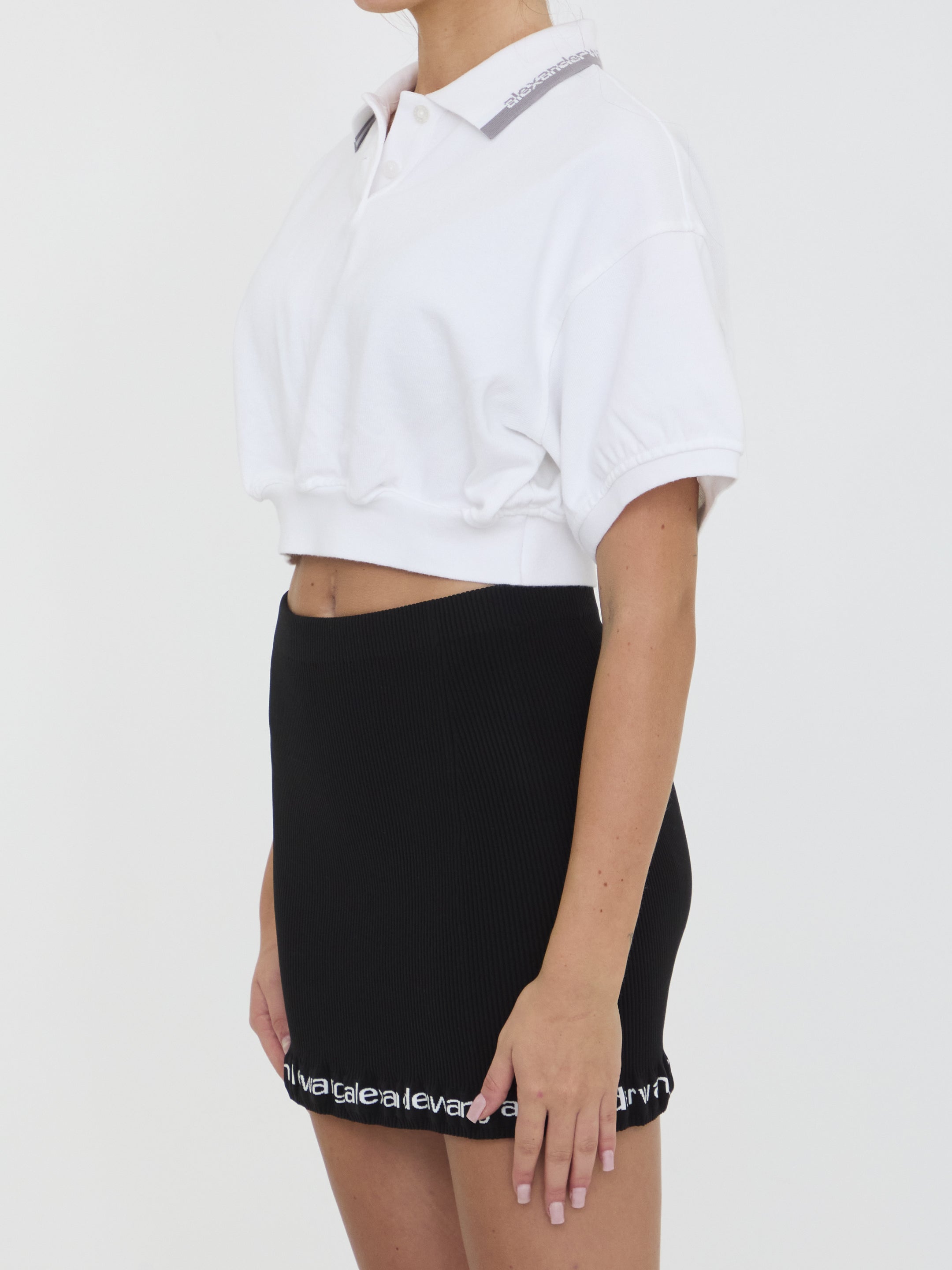 ALEXANDER WANG Mini Cropped Cotton Polo Shirt
