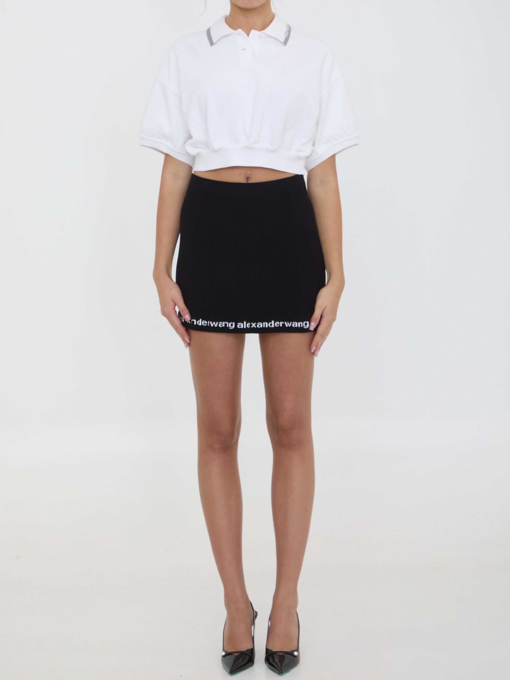 ALEXANDER WANG Mini Cropped Cotton Polo Shirt