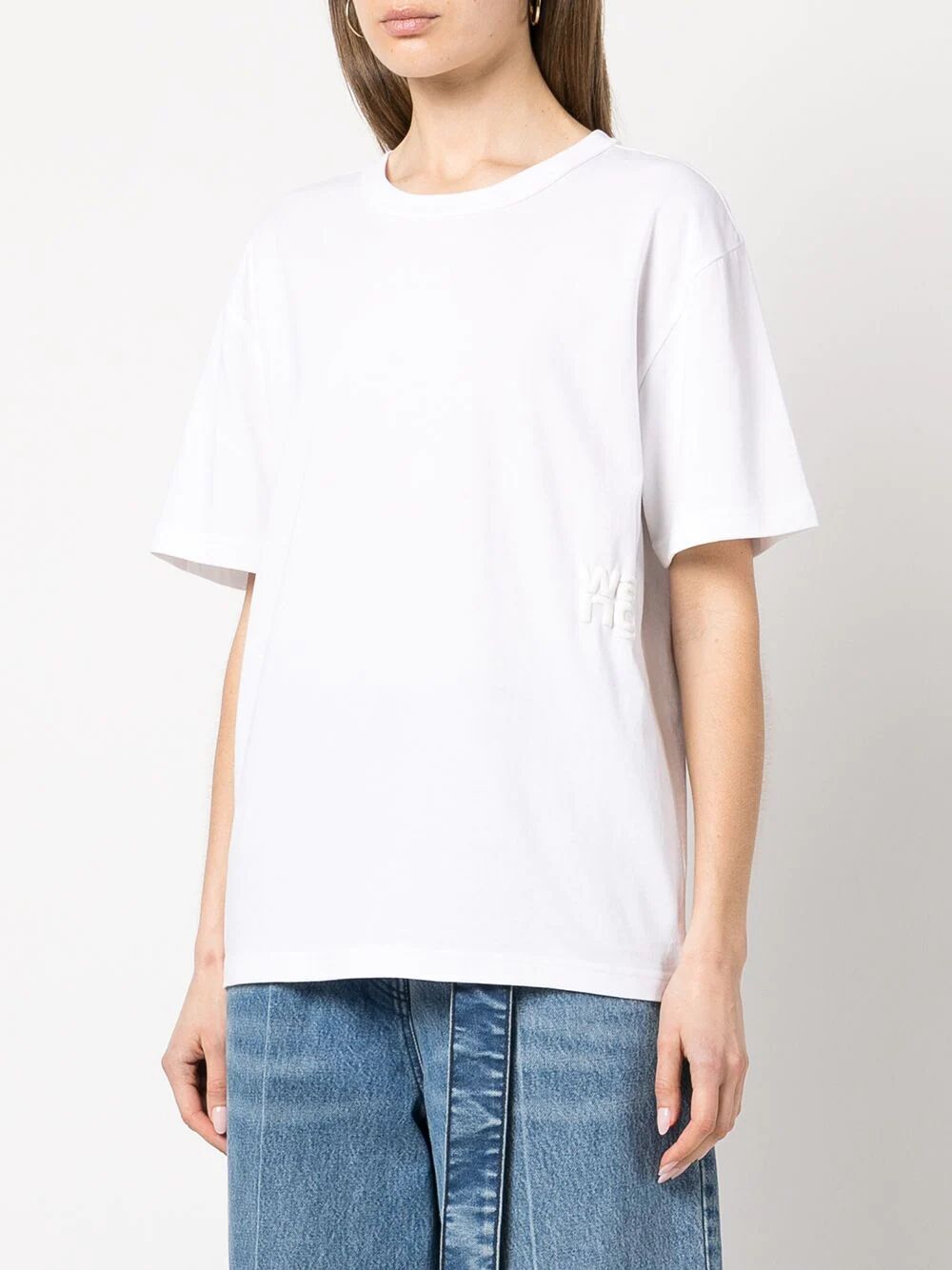 ALEXANDER WANG Essential Short Sleeve Tee with Puff Logo and Bound Neck