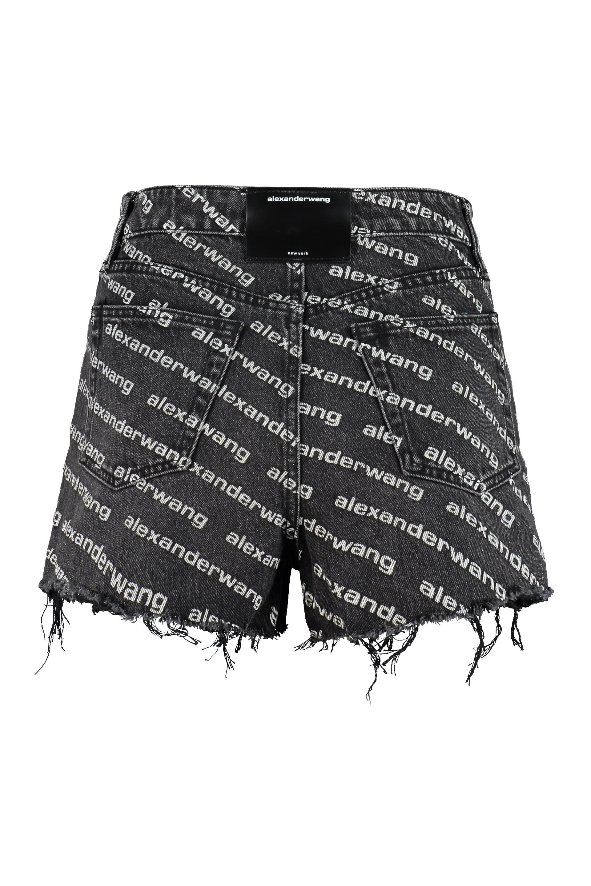 ALEXANDER WANG Mini Denim Shorts with Logo Print