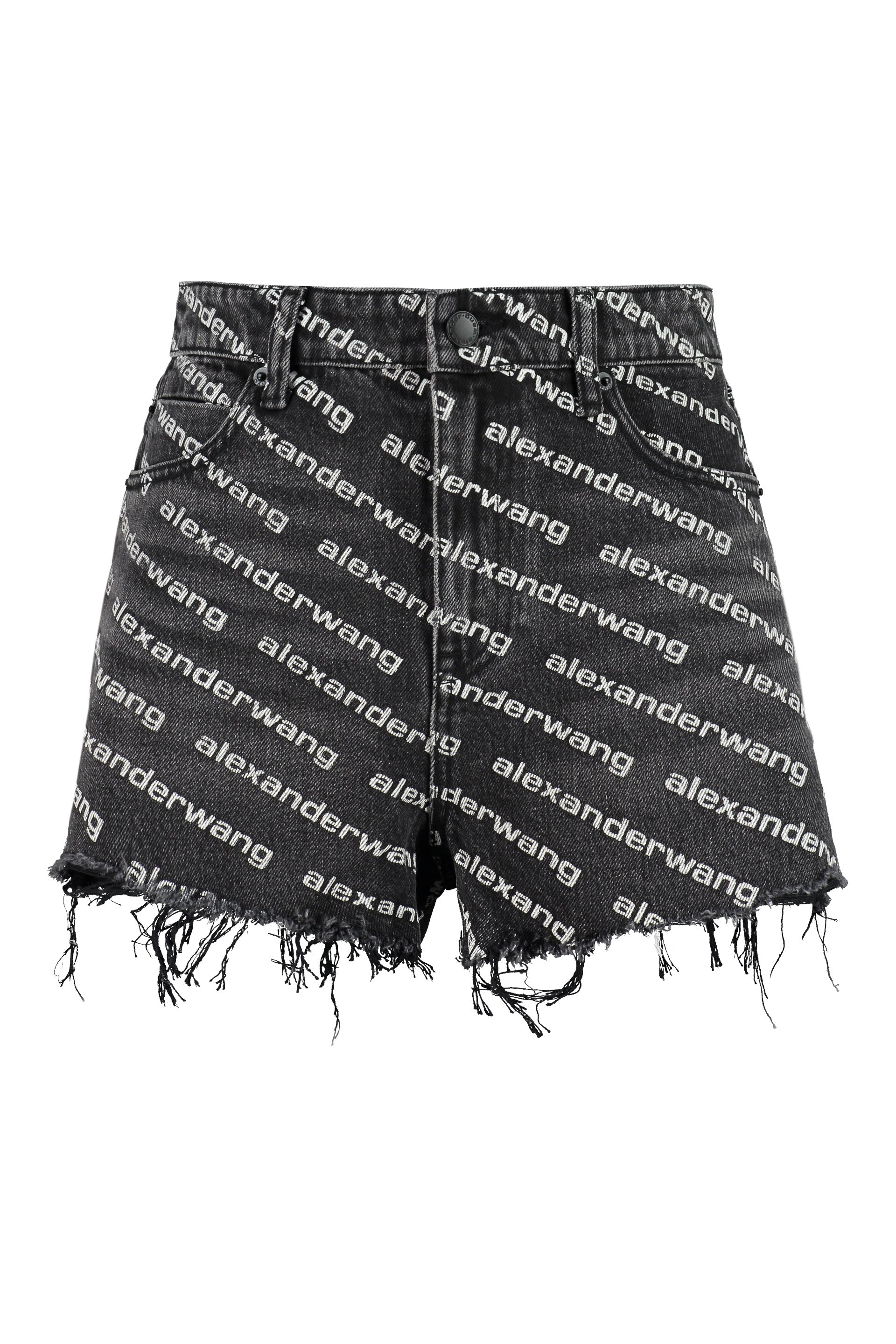 ALEXANDER WANG Mini Denim Shorts with Logo Print