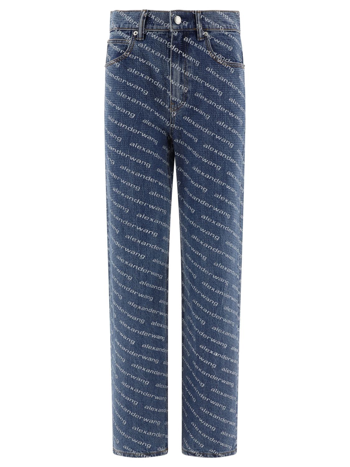 ALEXANDER WANG Relaxed Fit Jeans with Logo Crystal Hotfix