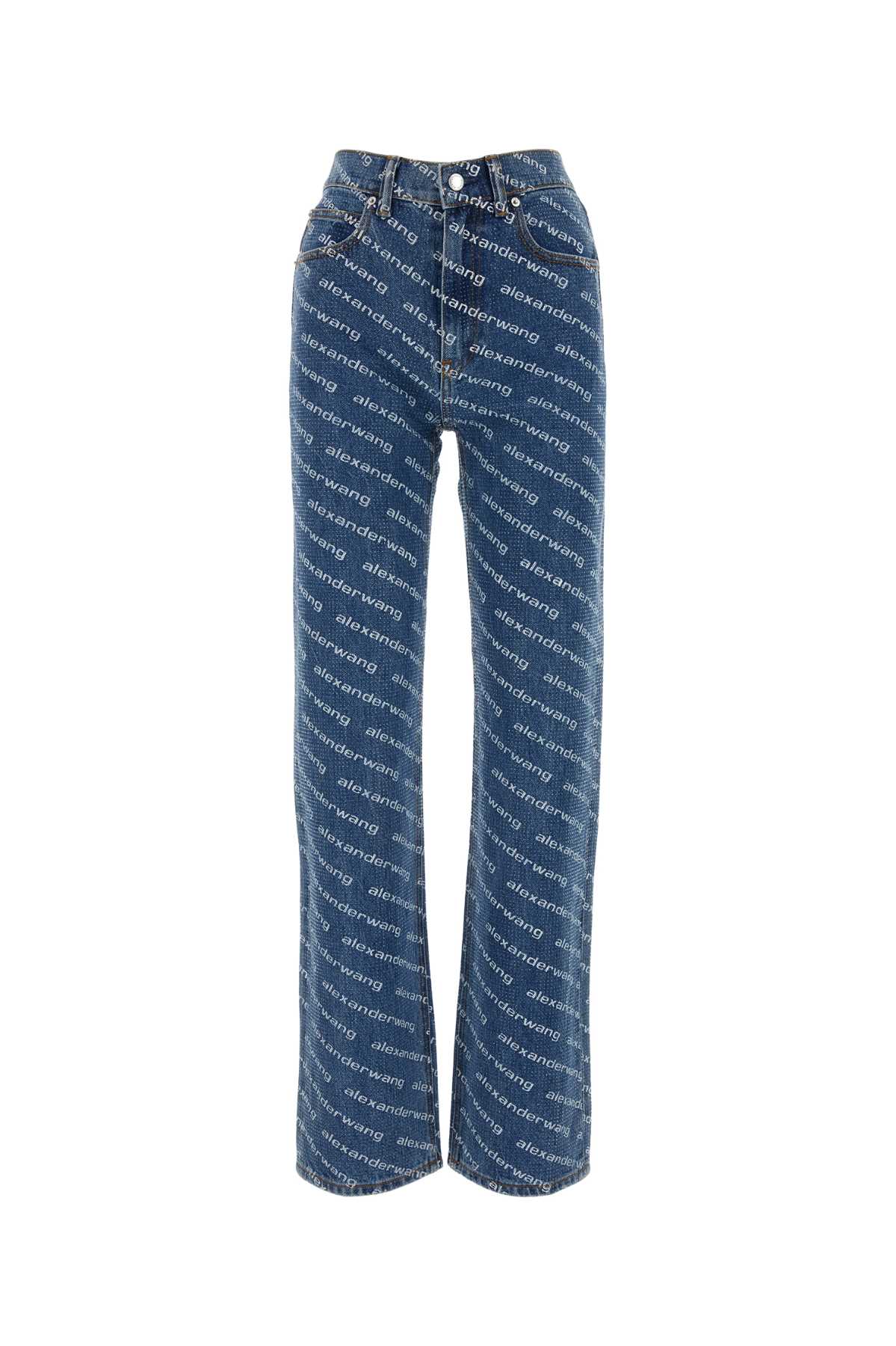 ALEXANDER WANG Mid Rise Relaxed Logo Printed Denim Jeans