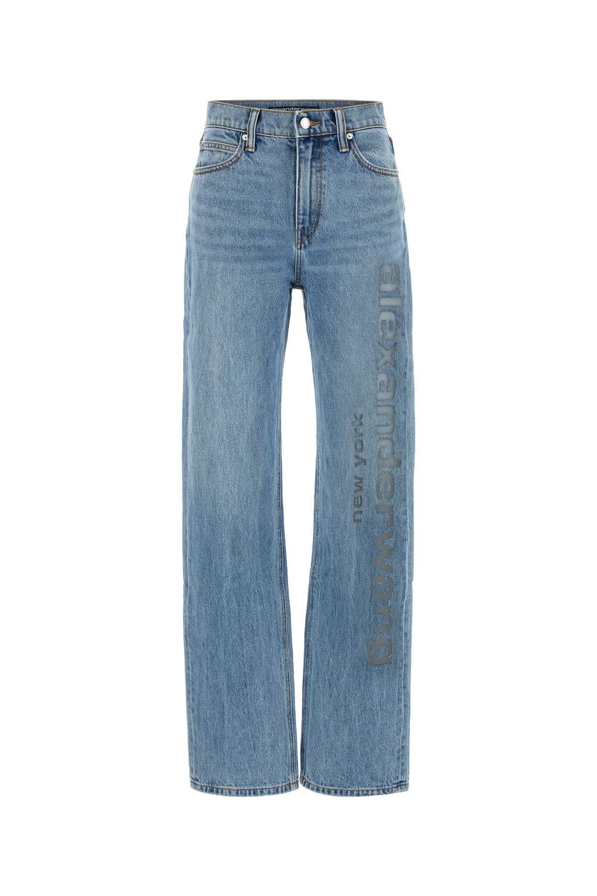 ALEXANDER WANG EZ Mid Rise Jeans with Mesh Logo Cut Out