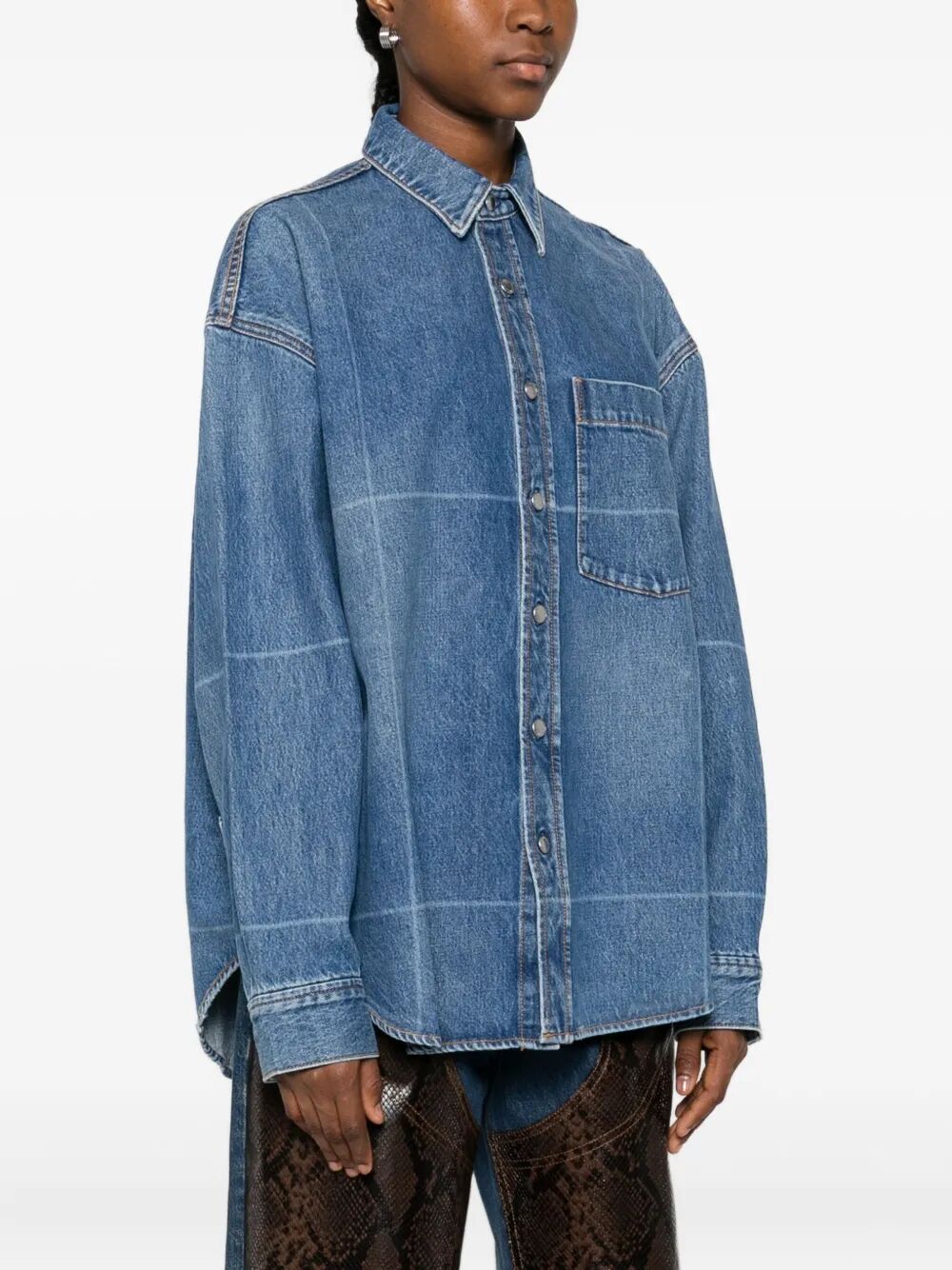 ALEXANDER WANG Grid-Pattern Denim Shirt