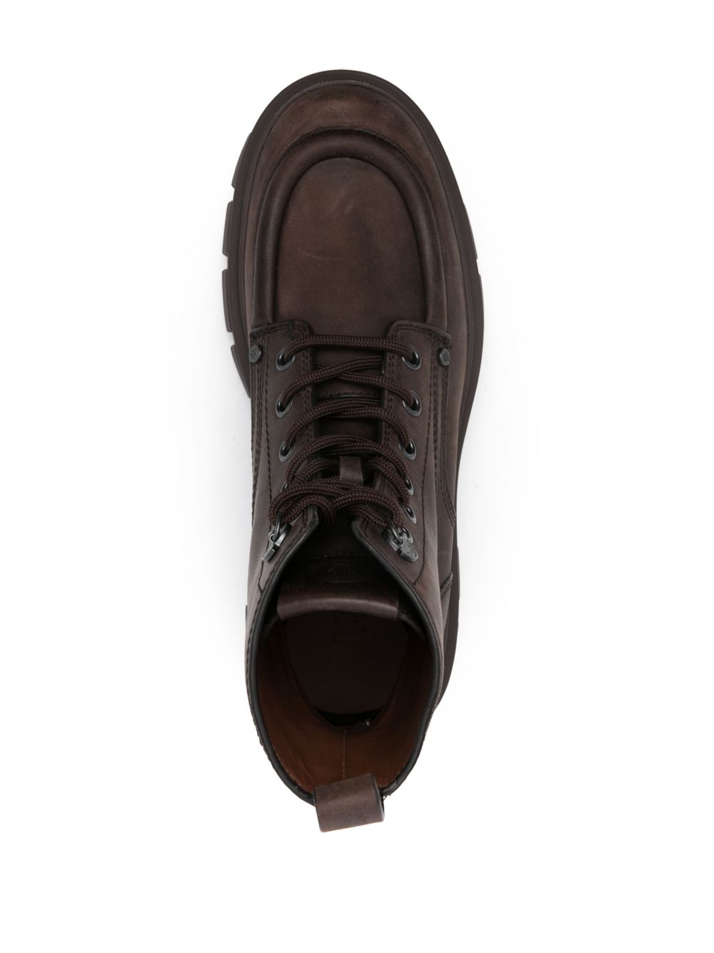 MONCLER Mini Leather Lace Up Ankle Boots