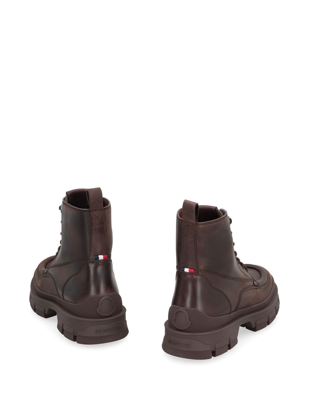 MONCLER Mini Leather Lace Up Ankle Boots