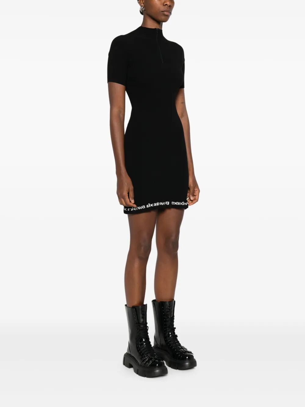 ALEXANDER WANG Ribbed Short-Sleeve Fitted Dress (Women)