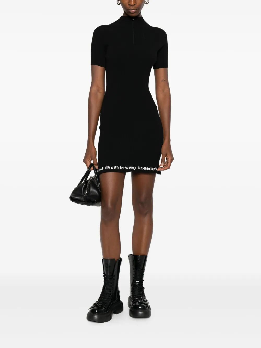 ALEXANDER WANG Ribbed Short-Sleeve Fitted Dress (Women)