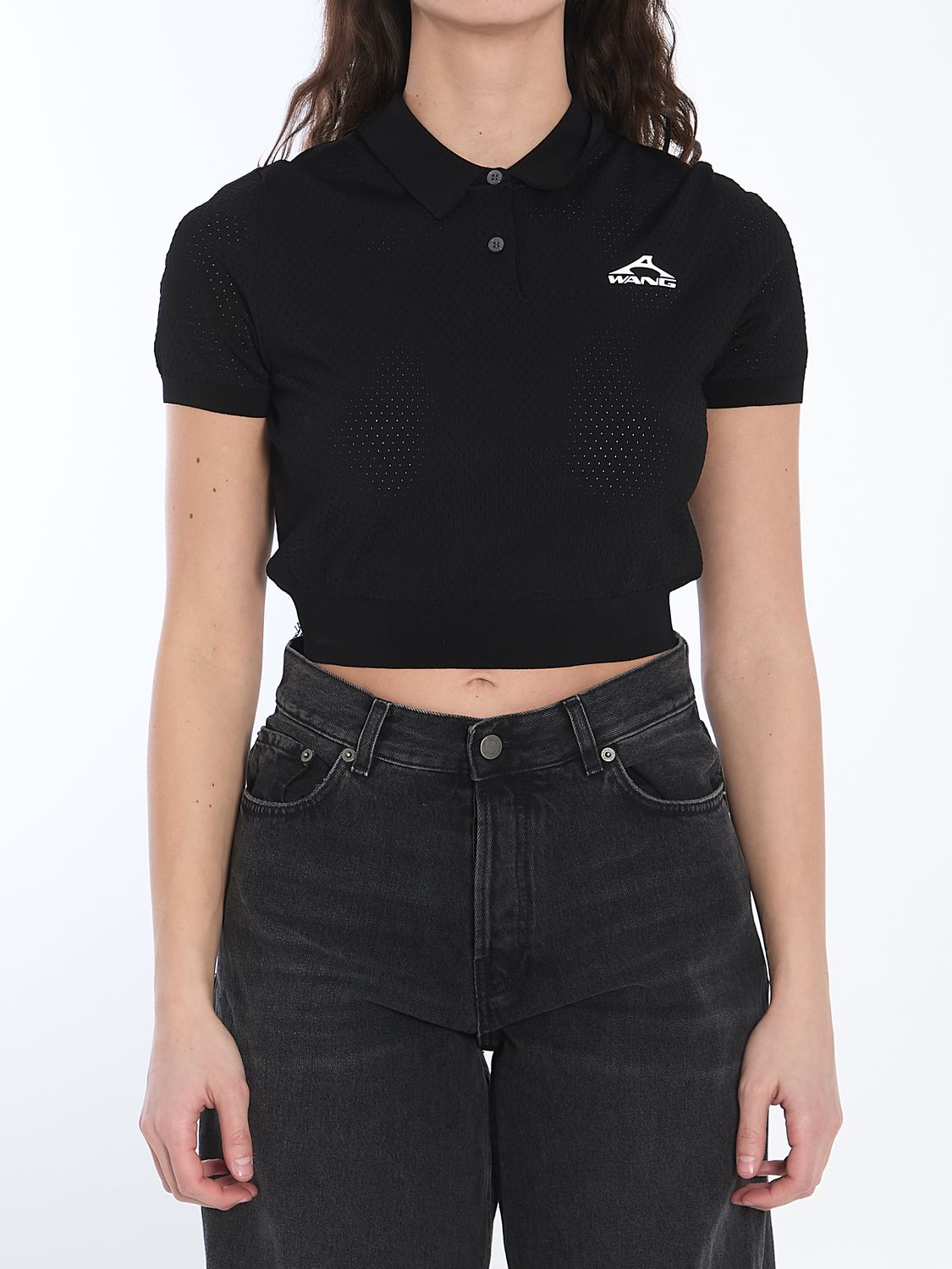 ALEXANDER WANG Cropped Technical Fabric Polo Shirt